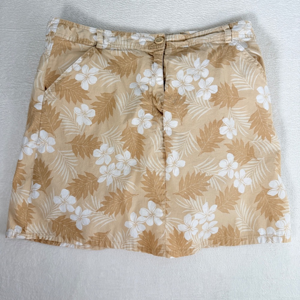 Vintage White Stag Tropical Hawaiian Floral Skort Tan Size 12 Y2k Cottagecore